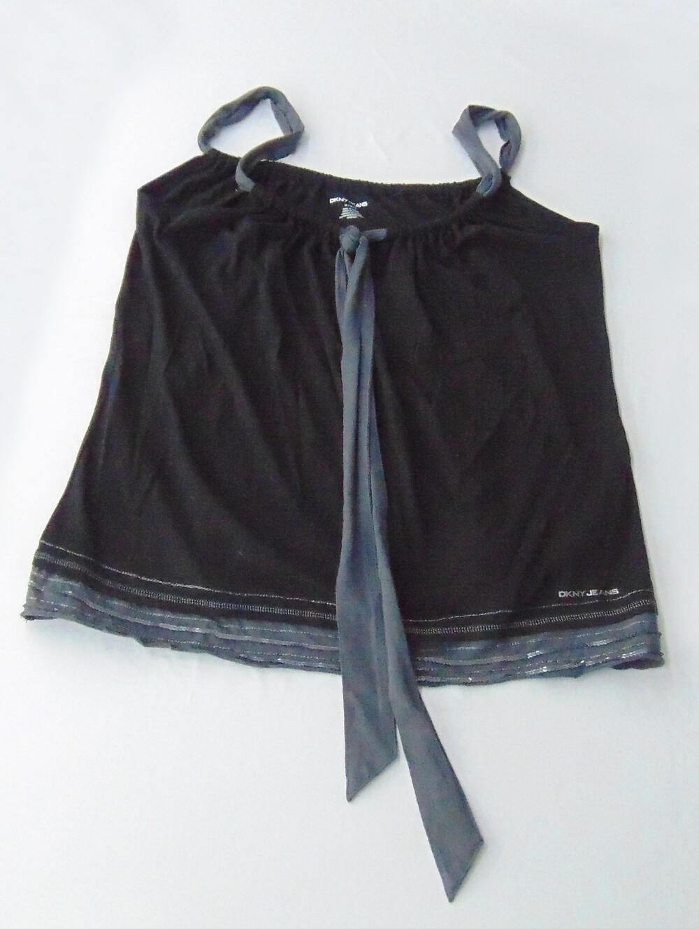 Dkny Black Camisole with Gray Accent Ties